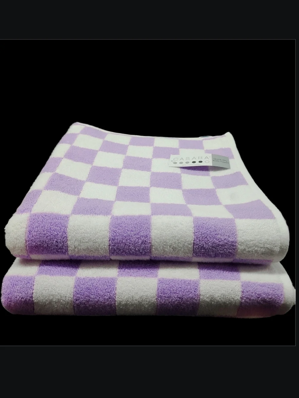 6pc MACKENZIE Style PURPLE White Courtly Check Bath Hand Tip Towel Set Casaba